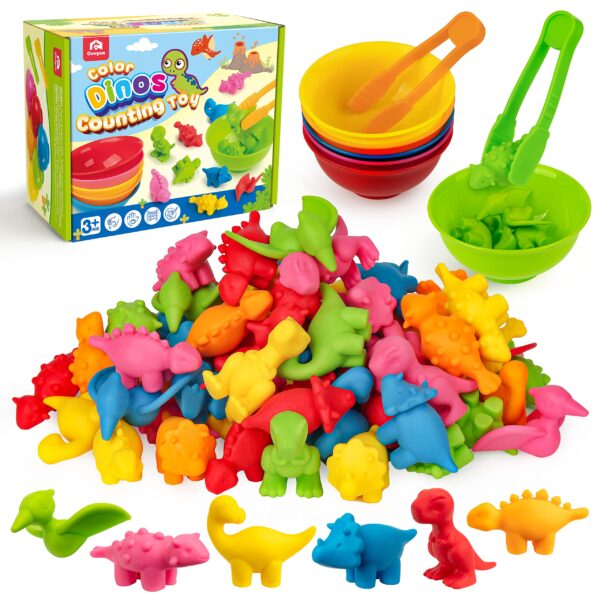 Coogam Dinosaurier Sortier-Set mit 72 Figuren – Montessori Lernspielzeug für Vorschule