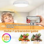 LZQ LED Deckenleuchte 48W Ø40cm dimmbar mit Fernbedienung – RGB Farbwechsel für alle Räume – Bild 5