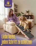 Artpet Klappbare Hunderampe – Höhenverstellbar 34–53 cm für kleine Hunde & Katzen – Bild 4
