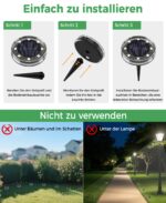 LOTMOS 6er Set Solar Bodenleuchten – IP68 Wasserdicht mit 8 LED für Garten & Terrasse – Bild 5