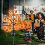 Fohil Halloween Solarlampen 2er Set – 20 LED Kürbisse mit 2 Modi für Garten & Aussenbereich – Bild 5