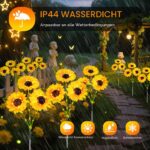 Liuyife 3er Set Solar-Sonnenblumen – 9 LED-Blüten mit warmweissem Licht für Garten & Friedhof – Bild 6