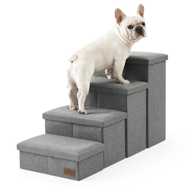 COZY KISS Hundetreppe 43x97x56cm mit Stauraum – Faltbare Haustiertreppe für kleine Hunde