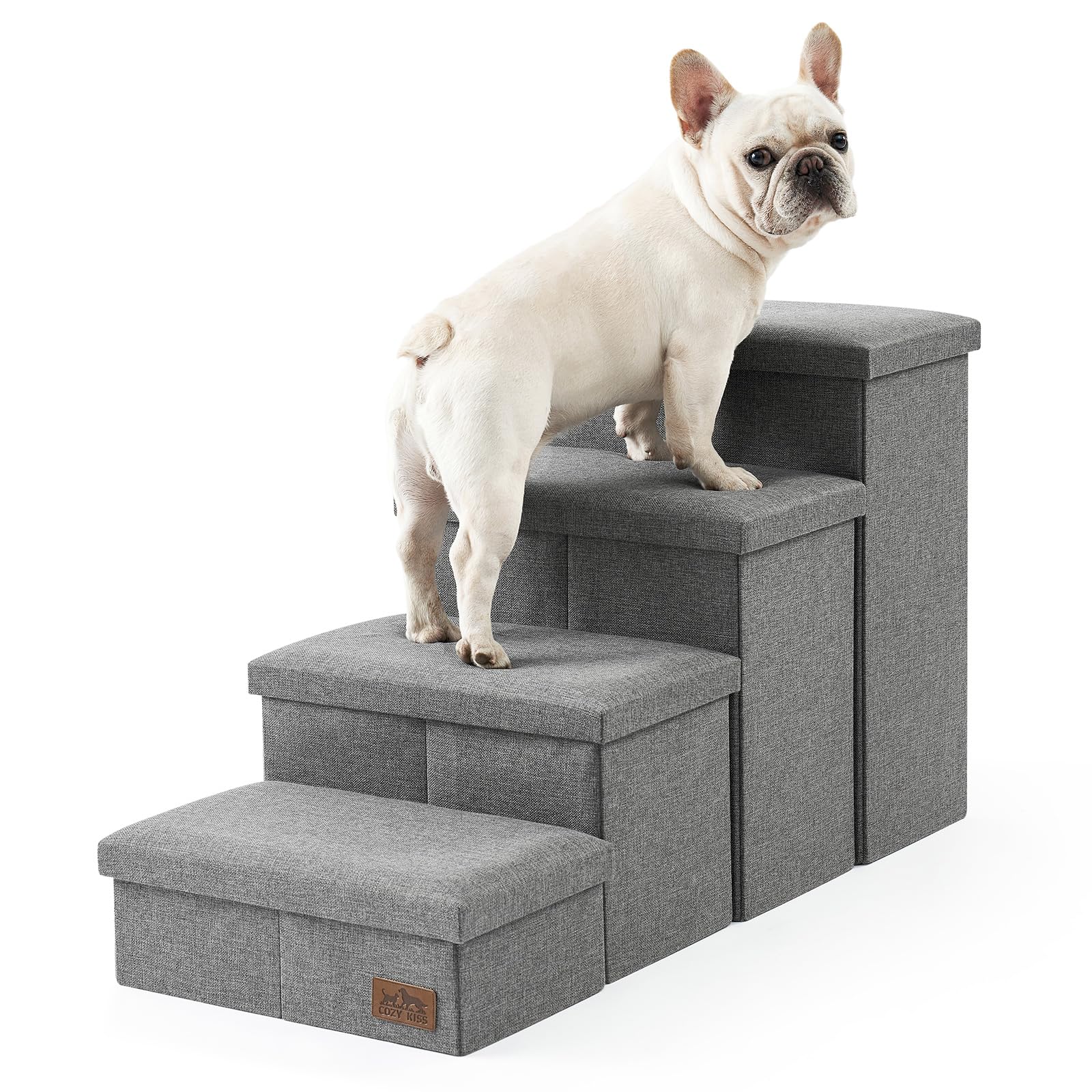 COZY KISS Hundetreppe 43x97x56cm mit Stauraum – Faltbare Haustiertreppe für kleine Hunde