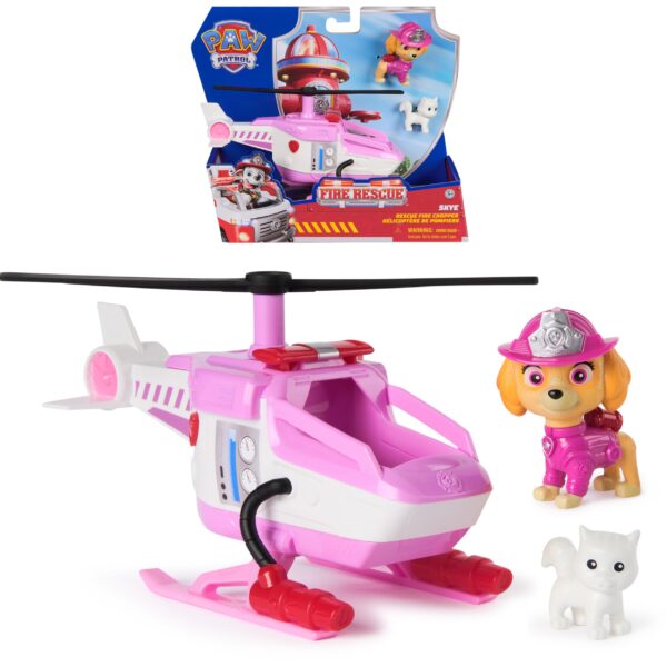 PAW PATROL Fire Rescue Hubschrauber mit Rettungsklaue – Skyes Feuerwehr-Set ab 3 Jahren