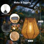 Pearlstar Boho Solar Lampions 2er-Pack Handgeflochten – Hängend/Stehend, IP44 Wasserdicht – Bild 4
