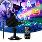 Segotendy LED Projektor mit 64 HD Cartoons – Wasserdichte Projektionslampe für Halloween & Weihnachten