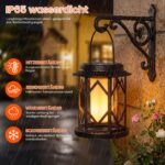 Ketom 2er-Set Solar Flammenlaternen – IP65 Retro Gartenleuchten für Aussen mit Flammeneffekt – Bild 2