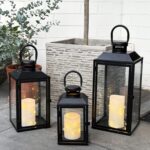 Mojawo 3er Set Gartenlaternen Windlicht – Elegante Metalllaterne Schwarz H24/33/41cm – Bild 2