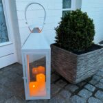XXL Gartenlaterne Mojawo 54cm Weiss – Windlicht aus Metall & Glas für Innen & Aussen – Bild 2