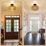 Rayofly Rattan Deckenleuchte Boho – Handgeflochten mit Metallbasis für Wohnzimmer & Schlafzimmer – Bild 4
