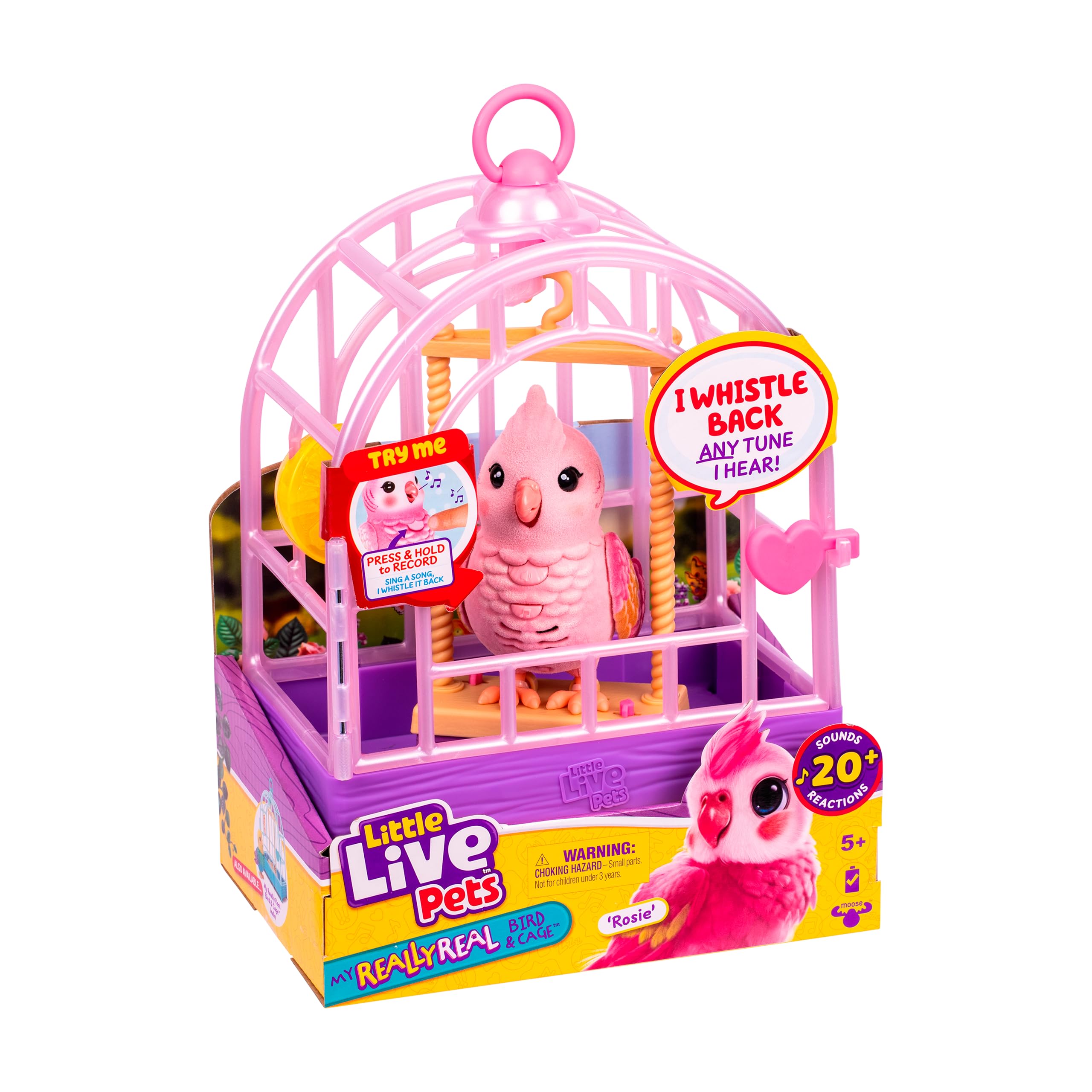 Little Live Pets Rosie Vogel & Käfig – interaktives Vögelchen mit 20+ Geräusche