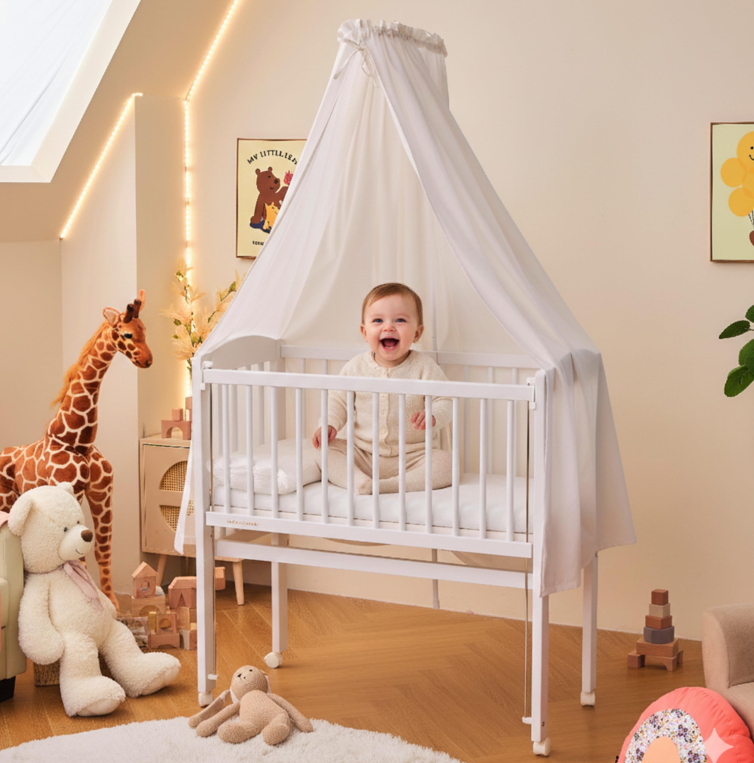 ALAVYA HOME® Betthimmel 150x240 cm mit Himmelstange – Bio-Baumwolle GOTS-zertifiziert