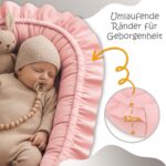 Babynestchen 90x50 cm Baumwolle – Schmutziges Rosa Kokon für Neugeborene – Bild 4