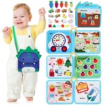 Lehoo Castle Busy Board Montessori – 12in1 Motorikspielzeug mit Umhängetasche für Kleinkinder ab 1 Jahr
