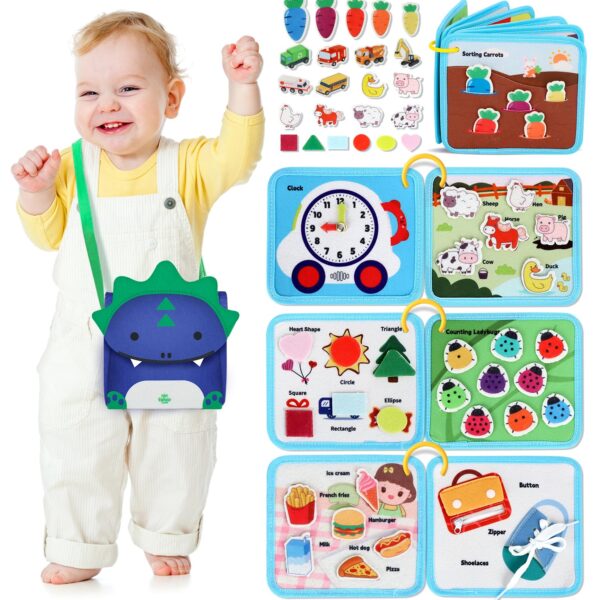 Lehoo Castle Busy Board Montessori – 12in1 Motorikspielzeug mit Umhängetasche für Kleinkinder ab 1 Jahr