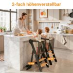 COSYLAND Lernturm Klappbar mit Kippschutz – Bambusturm 2-fach höhenverstellbar bis 55 kg – Bild 2