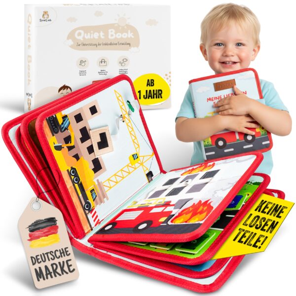 SpielLieb® Montessori Quiet Book ab 1 Jahr – Filz Activity Board mit Fahrzeugen