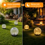 Ciskotu 4er Set Bruchglas Solarleuchten – 120 LED Gartenbeleuchtung IP44 Wasserdicht – Bild 2