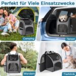 Quirlig Hunderucksack bis 10kg – Atmungsaktiver Katzenrucksack mit Sicherheitsleine – Bild 5