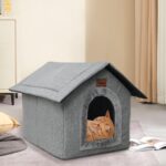 Whiwhi Hundehütte 45x40x45cm mit abnehmbarem Plüschkissen – Katzenhöhle für Haustiere – Bild 5