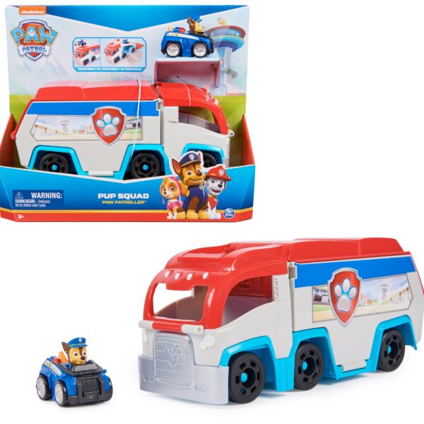 PAW PATROL Pup Squad Patroller 25cm – Transformierendes Teamfahrzeug mit Chase-Racer für Kinder ab 3 Jahren