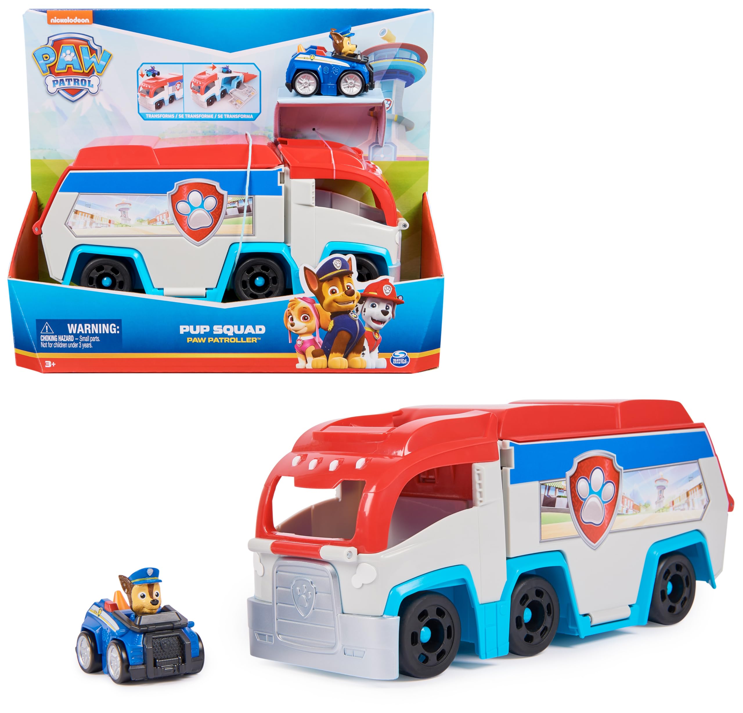 PAW PATROL Pup Squad Patroller 25cm – Transformierendes Teamfahrzeug mit Chase-Racer für Kinder ab 3 Jahren