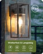 EDISHINE Wandleuchte E27 IP44 Wasserdicht – Moderne Aussenleuchte Anthrazit für Haus & Terrasse – Bild 3