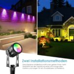 ECOWHO RGB LED Gartenbeleuchtung 21m mit Fernbedienung & Timer – IP65 wasserdicht (6er Set) – Bild 5