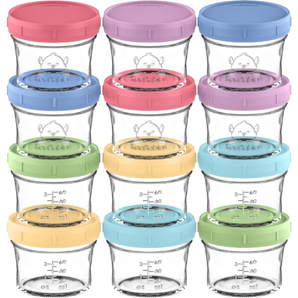 KeaBabies 12er-Pack Babybrei Glasbehaelter 120ml – Leckfrei & Mikrowellengeeignet