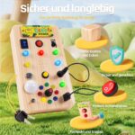 WEARXI Montessori Busy Board mit 15 LED & 9 Schaltern – Motorikspielzeug ab 1 Jahr – Bild 4