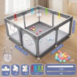 CHOLY Baby Laufstall 128x128cm – Sicherer Spielbereich mit Schaumschutz für Babys & Kleinkinder – Bild 3