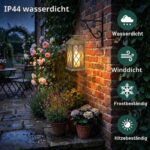 Yowin Solarlaterne 2er-Set 22cm mit LED-Flackereffekt – Wetterfeste Gartenbeleuchtung Bronze – Bild 6
