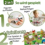 Merle Toys® Fädelspiel ab 2 Jahre – 12 Holzfiguren Bauernhof mit Spielbrett aus FSC Holz – Bild 4