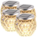Lunartec Solar-LED-Windlichter 4er-Set: Warmweisse Tischleuchten aus Glas, IP44 – Kabellos & Umweltfreundlich
