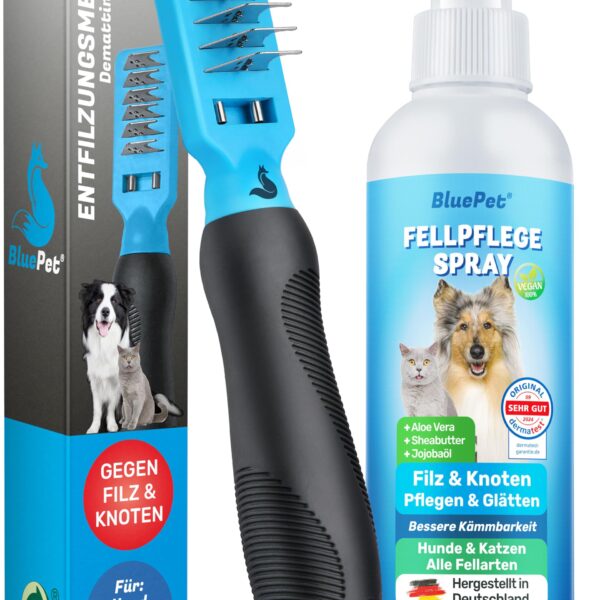 BluePet Entfilzungsspray & Entfilzungskamm – Professionelle Fellpflege für Hunde & Katzen