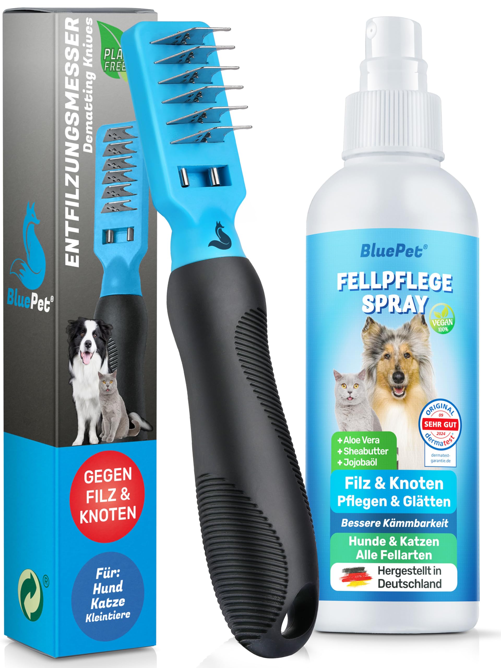 BluePet Entfilzungsspray & Entfilzungskamm – Professionelle Fellpflege für Hunde & Katzen