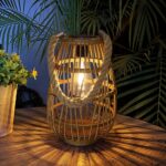 Pearlstar Rattan-Solarlaterne 27 cm – Hängende Gartendeko mit Automatik für Aussen