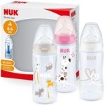 NUK First Choice+ Babyflasche 300 ml 3er Set – Kiefergerecht mit Temperature Control für 0–6 Monate