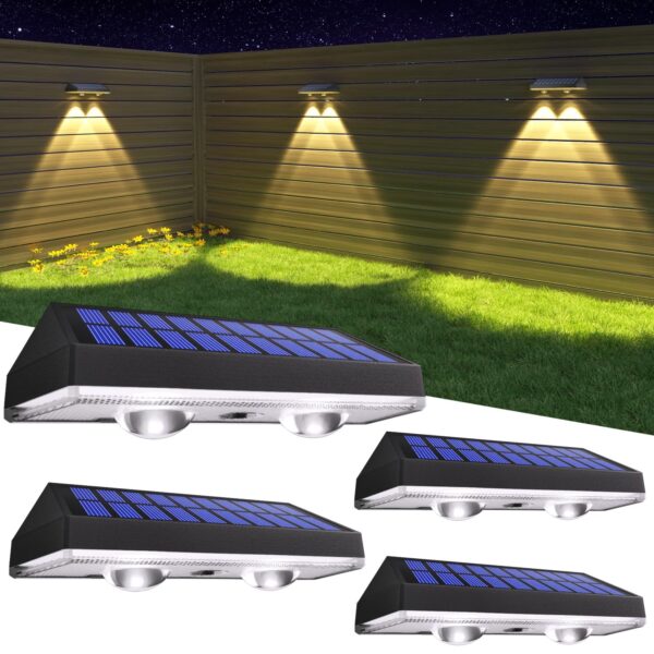 HAMLITE 4er Set Solar Wandleuchte Aussen – 3 Farbtemperaturen, IP65 wasserdicht für Garten & Terrasse