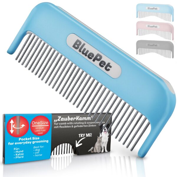 BluePet Zauberkamm – Patentierter Hundekamm & Katzenkamm für Langhaarfelle
