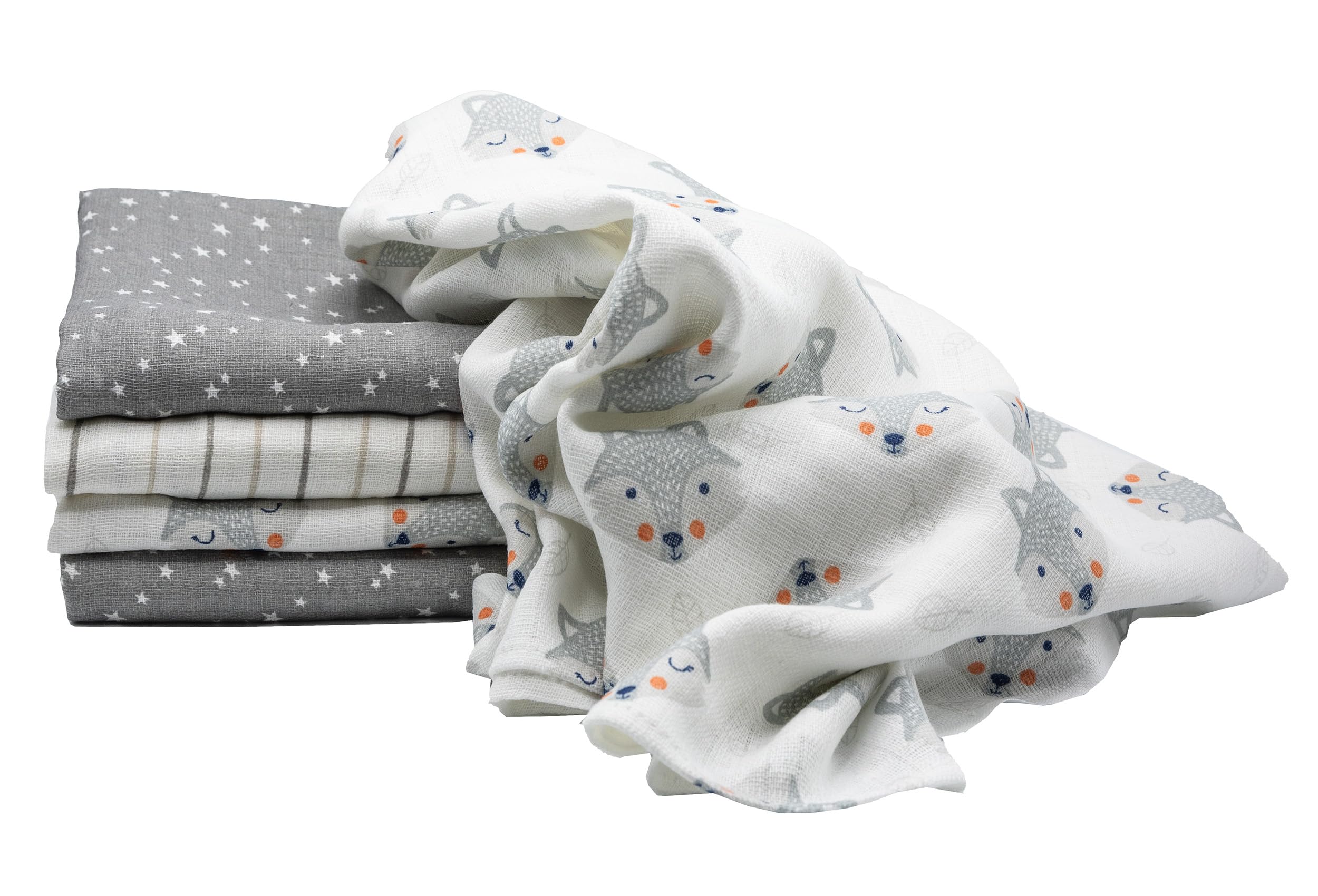 Clevere Kids Mulltücher 5er-Pack 70x80 cm – Oeko-TEX zertifiziert für Babys