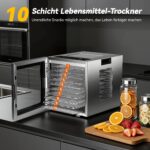TRIUMPHKEY Dörrautomat Edelstahl mit 10 Tabletts – 850W Profi-Dörrgerat für Jerky & Früchte – Bild 4
