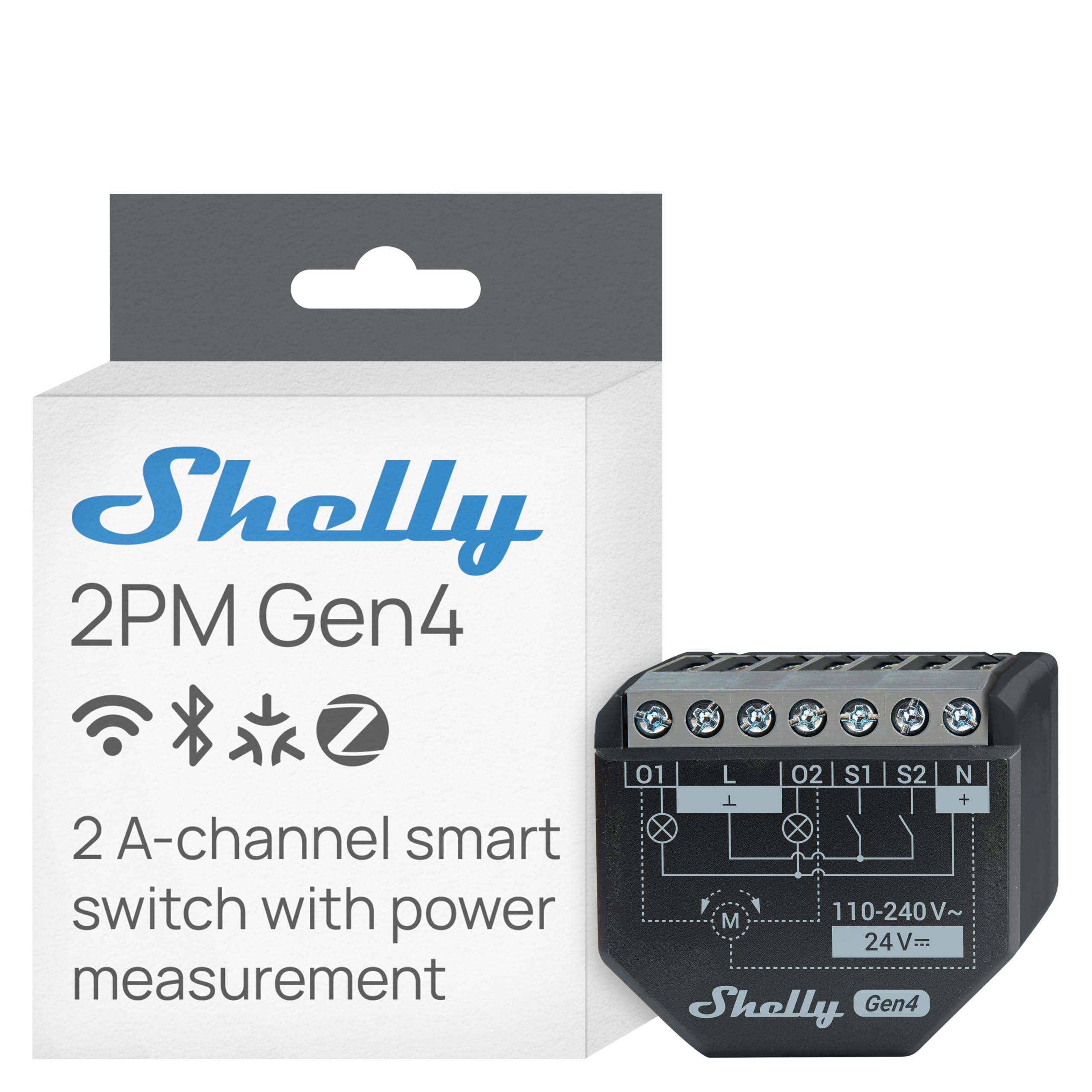 Shelly 2PM Gen4 WLAN Smart Relais – Dual-Kanal Schalter mit Leistungsmessung für Smart Home