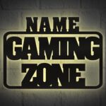 Namofactur Gaming-Zone-Wandschild 50x35cm mit LED – personalisierbar mit Wunschname