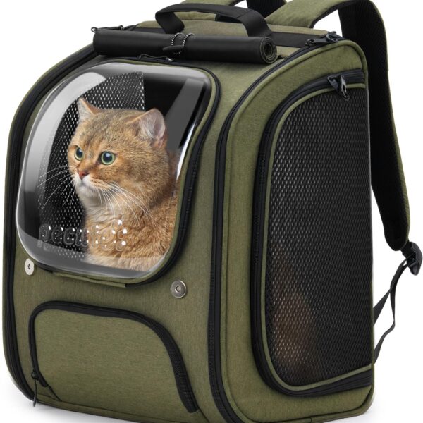 Pecute Katzenrucksack 42x32x26 cm mit Sichtfenster & Mesh-Belüftung – Ergonomischer Haustier-Rucksack
