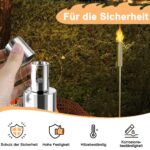Suusolny 6er Set Gartenfackeln Edelstahl 115cm – Öllampen für Terrasse & Balkon – Bild 5