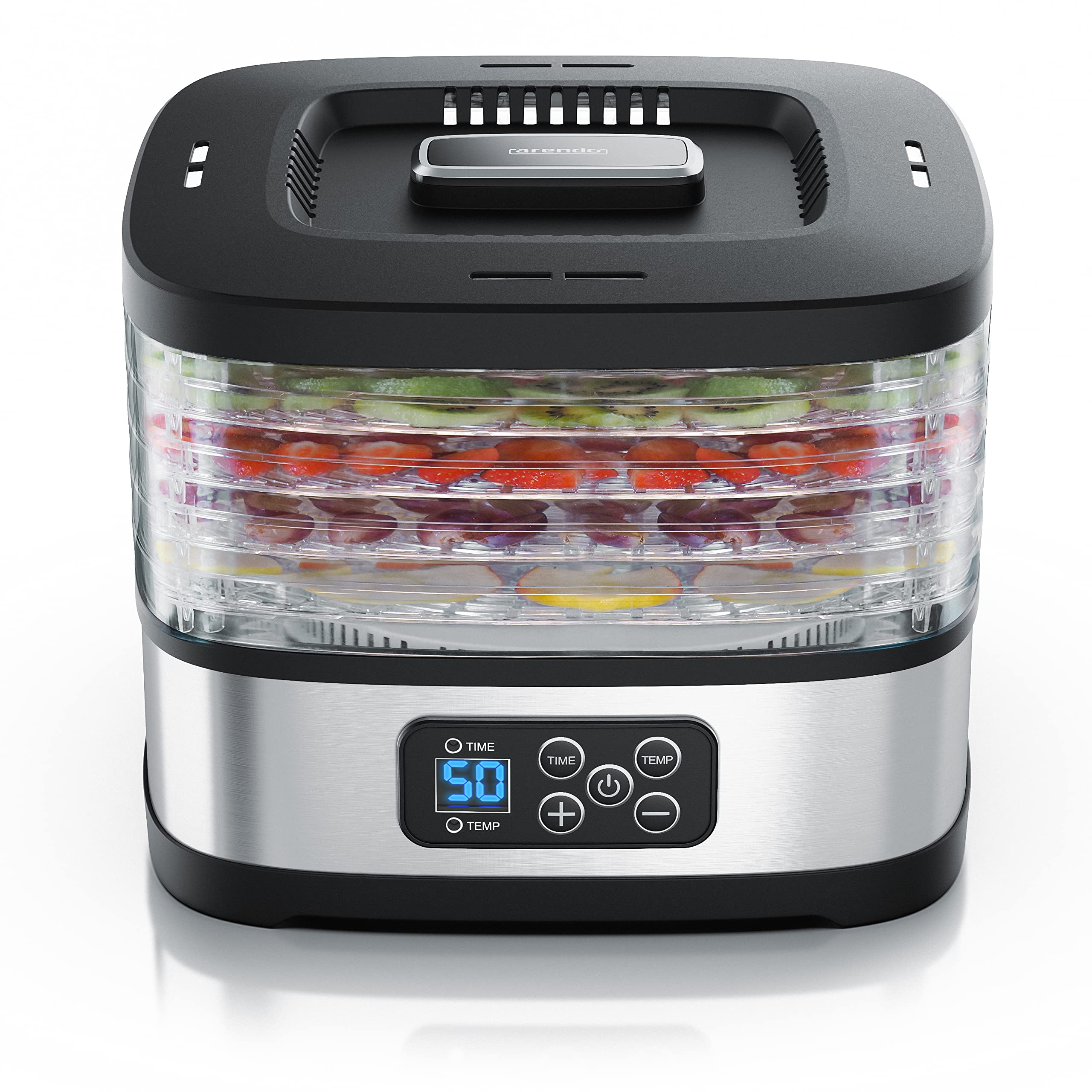 Arendo Dörrautomat Edelstahl 240W – 5 Etagen Dehydrator mit Timer & Temperaturregler