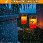Hegawleo 2er Set Solar-Grablichter mit Dämmerungssensor – Wetterfeste LED-Grableuchten Rot – Bild 5