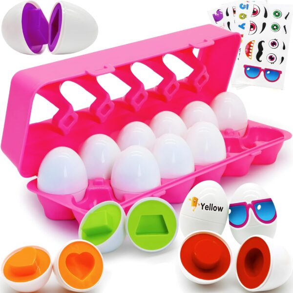MOONTOY Sortiereier 12er-Set – Montessori Lernspielzeug für Kleinkinder ab 1 Jahr